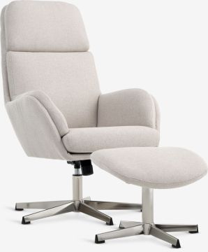 Ghế thư giãn kèm đôn | TANKEDAL | vải polyester/kim loại | be | R70xS77xC107cm/R48xS42xC39cm