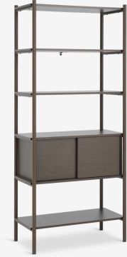 Kệ sách 6 tầng | LINDVED | kim loại/gỗ công nghiệp | màu sồi đậm | R80xS41xC183cm