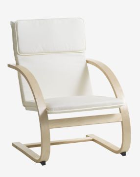 Ghế thư giãn | TILST | veneer bạch dương/cotton | màu tự nhiên/trắng | R67xS78xC92cm