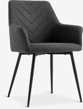 Ghế bàn ăn | PURHUS | kim loại/vải polyester | xám/đen | R59xS58xC84cm