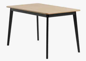 Bàn ăn | JEGIND | gỗ công nghiệp/gỗ cao su | màu sồi/đen | R80xD130xC75cm