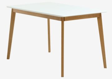 Bàn ăn | JEGIND | gỗ công nghiệp/gỗ cao su | trắng/màu sồi | R80xD130xC75cm