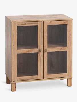 Kệ trưng bày cửa kính | SKALS | gỗ công nghiệp/kính | màu sồi | R71xS35xC71/81cm