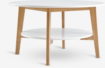Bàn cafe | JEGIND | gỗ công nghiệp | trắng/màu tự nhiên | Ø80xC45cm