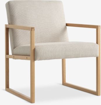 Ghế bành | KALUNDBORG | gỗ công nghiệp/polyester | vàng cát | R67xS70xC81cm