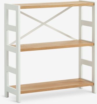 Kệ trưng bày 3 ngăn | INTRUP | gỗ công nghiệp/gỗ tự nhiên | trắng/sồi | R80xS30xC86cm