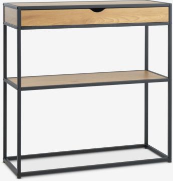 Bàn trang trí | TRAPPEDAL | gỗ công nghiệp/kim loại | màu sồi/đen | D80xS30xC81cm