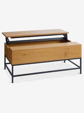 Bàn cafe | AABENRAA | kim loại/gỗ công nghiệp | màu sồi/đen | R60xD110xC45/47cm