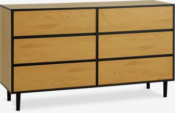 Tủ ngăn kéo 6 ngăn | ODENSE | gỗ công nghiệp | đen/sồi | R150xS45xC85cm
