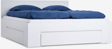 Giường | LIMFJORDEN | gỗ công nghiệp | trắng | R180xD200cm | 3 ngăn kéo