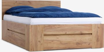 Giường | LIMFJORDEN | gỗ công nghiệp | màu sồi | R180xD200cm | 3 ngăn kéo