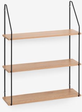 Kệ treo tường 3 ngăn | HEJSAGER | gỗ công nghiệp | màu tự nhiên/đen | R65xS20xC80cm