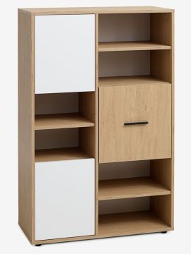 Kệ sách 3 hộc | BILLUND | gỗ công nghiệp | trắng/sồi | R90xS40xC140cm