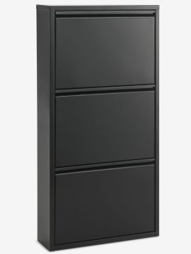 Tủ giày | HALLENSLEV | 3 ngăn | kim loại | đen | R50xS15xC104cm