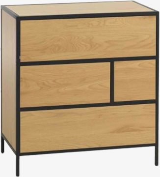 Tủ ngăn kéo 4 ngăn | TRAPPEDAL | gỗ công nghiệp/thép | màu sồi | R70xS40xC75cm
