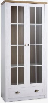 Tủ ly | MARKSKEL | gỗ công nghiệp/kính cường lực | trắng/sồi | R90xS43xC198cm