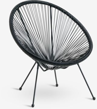 Ghế thư giãn ngoài trời | UBBERUP | thép/polyethylene | đen | R72xS80xC83cm