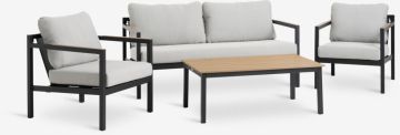 Bộ sofa ngoài trời | BEJSTRUP | nhôm/polyester | xám | R160xS76xC66cm/R65xS76xC66cm/R60xD105xC41cm