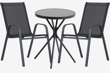 Bộ bàn ghế bistro | RADSTRUP/LEKNES | đen | Ø60xC70cm/R54xS72xC92cm
