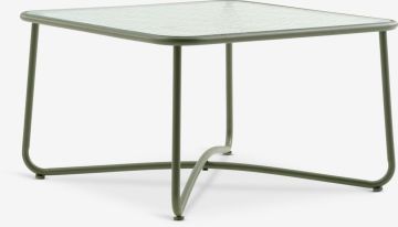 Bàn góc ngoài trời | ORTEN | thép/kính cường lực | xanh olive | R60xD60xC35cm
