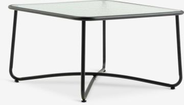 Bàn góc ngoài trời | ORTEN | thép/kính cường lực | đen | R60xD60xC35cm