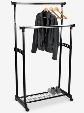 Giá treo quần áo | GUDME | PP/nhựa/thép | đen/màu chrom | R83xS43xC93/168cm