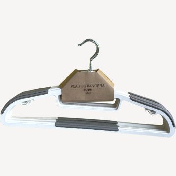 Bộ 10 móc áo | TONNI | nhựa | xám/trắng | R41.5xD0.6xC23cm