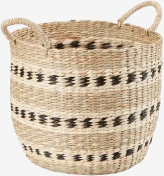 Giỏ đa năng | VIGIL | sợi cói | màu tự nhiên/đen | Ø32xC27cm