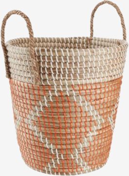 Giỏ đựng | CHRISTER | nhựa/sợi cói | màu tự nhiên/cam | Ø33xC31cm