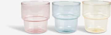 Cốc uống nước | GERVIG | thủy tinh | nhiều màu | bộ 3 chiếc | Ø8xC8cm
