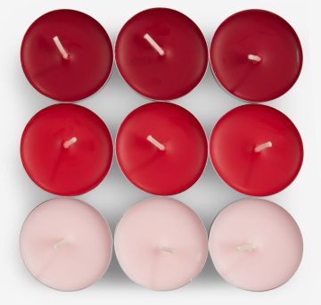 Bộ 18 nến thơm tealight | KENNI | paraffin | nhiều màu/hương dâu