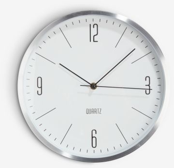 Đồng hồ treo tường | HALVOR | nhôm | bạc | kim trôi | Ø30xS4.8cm
