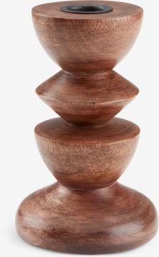 Chân nến | JANUS | gỗ tự nhiên/thép | nâu | Ø9xC14cm