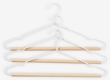 Bộ 3 móc áo | BO | sắt/gỗ tự nhiên | trắng | R1.2xD42xC20cm