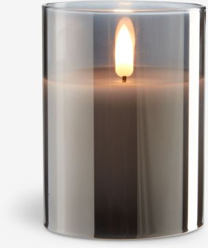 Nến điện | KLAUS | paraffin/thủy tinh | xám | Ø8xC10cm
