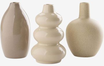 Lọ hoa | AMUNDSEN | gốm | be/nâu | bộ 3 chiếc | Ø6xC10cm