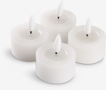 Nến điện | INGEMAN | sáp/polypropylene | trắng | bộ 4 chiếc | Ø4xC4cm