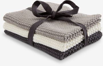 Bộ 3 khăn lau chén | LOKE | cotton | xám/xanh/be | R25xD25cm