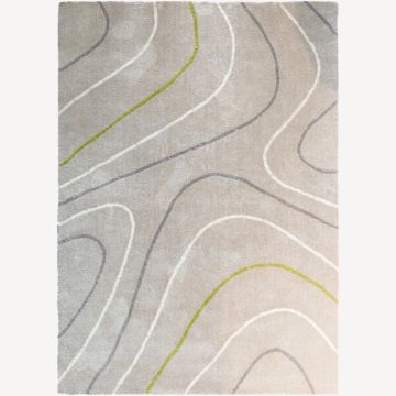 Thảm phòng khách | LIND | polyester | vàng cát | hoạ tiết vân sóng | R160xD230cm