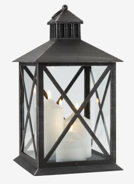 Đèn lồng | PULKA | PP/thủy tinh | đen |  R23xD23xC40cm | LED