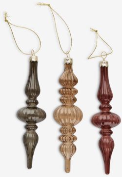 Bộ 3 phụ kiện trang trí giáng sinh | LUCIA | polyester | xám/đỏ/trong suốt | D14cm