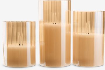 Nến điện | GLAM | paraffin/thủy tinh | Màu vàng | bộ 3 chiếc | Ø7.5xC10/12/15cm
