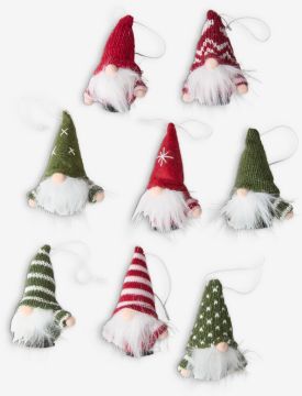 Bộ 8 phụ kiện trang trí giáng sinh | TOMTE | polyester | đỏ/xanh lá | R5xD3xC8cm