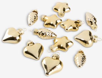 Bộ 12 phụ kiện trang trí giáng sinh | BILLING | thủy tinh | màu vàng | D4xC2cm