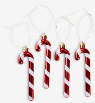 Bộ 4 phụ kiện trang trí giáng sinh | KVASIR | Nhựa PS | đỏ/trắng | R3xC10cm