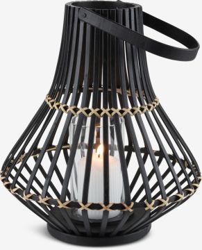 Đèn lồng | SIVHAUK | tre/thủy tinh | đen | Ø31xC35cm