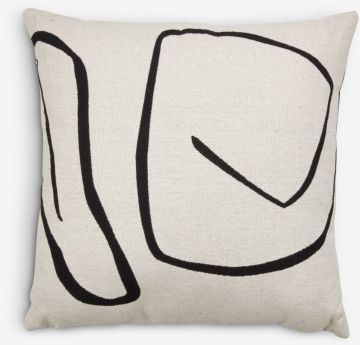 Gối trang trí | HVITVEIS | polyester/cotton | đen/trắng ngà | R45xD45cm