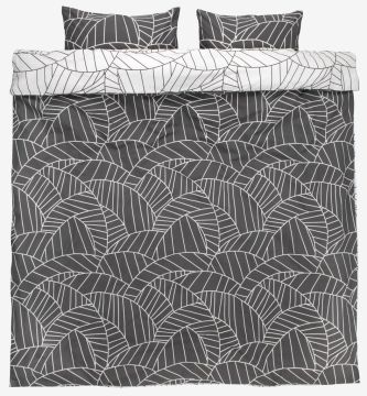 Bộ vỏ chăn gối đôi cotton | PAULA | trắng/xám | R200xD220cm/R50xD70cm