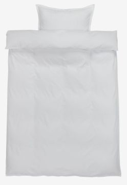 Bộ vỏ chăn gối đơn cotton sateen | INGEBORG | trắng | R140xD200cm/R50xD70cm