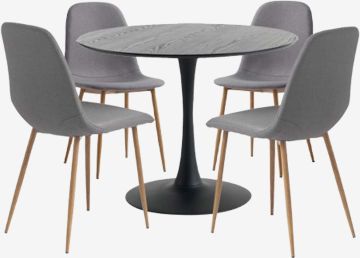 Bộ bàn ăn RINGSTED đen + JONSTRUP xám/sồi